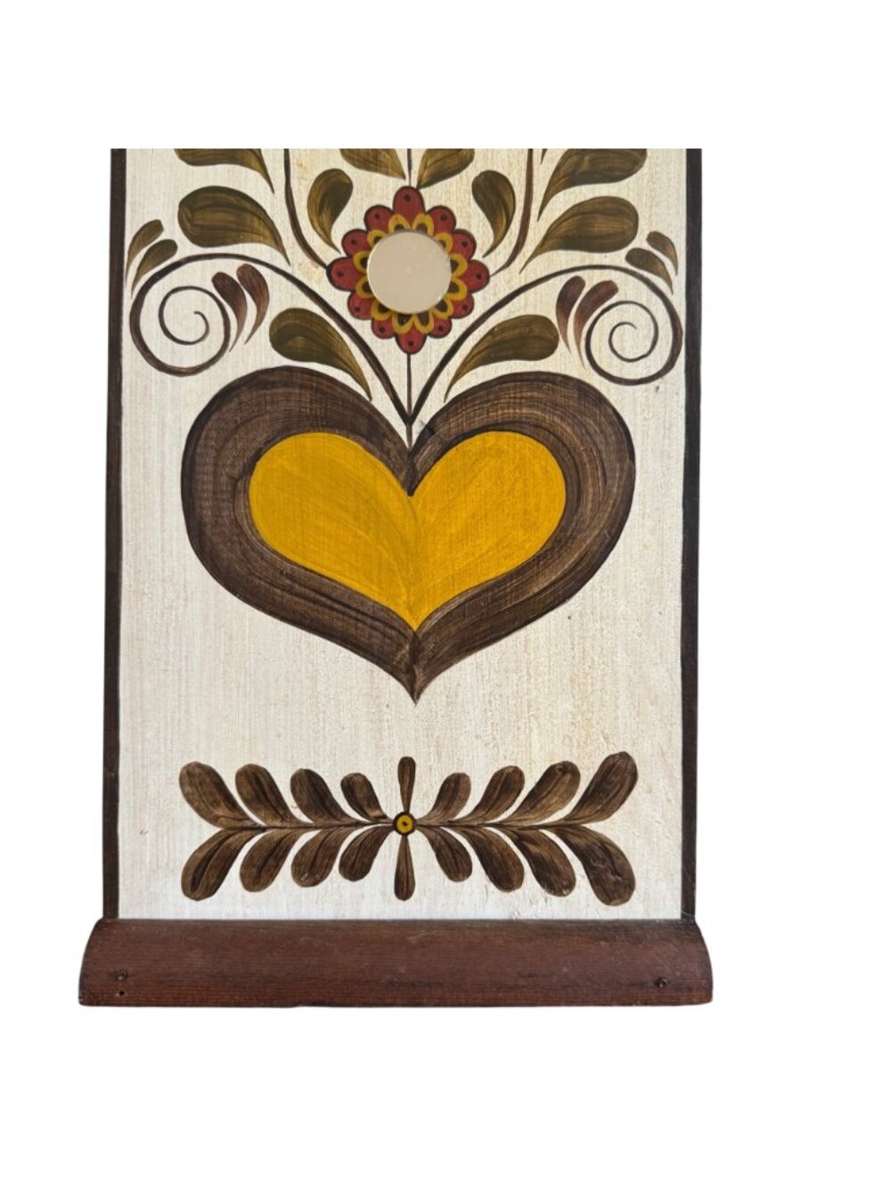 Hand-Painted Folk Art Wooden Wall Plaque With Heart & Floral Design - Picture 3 of 12